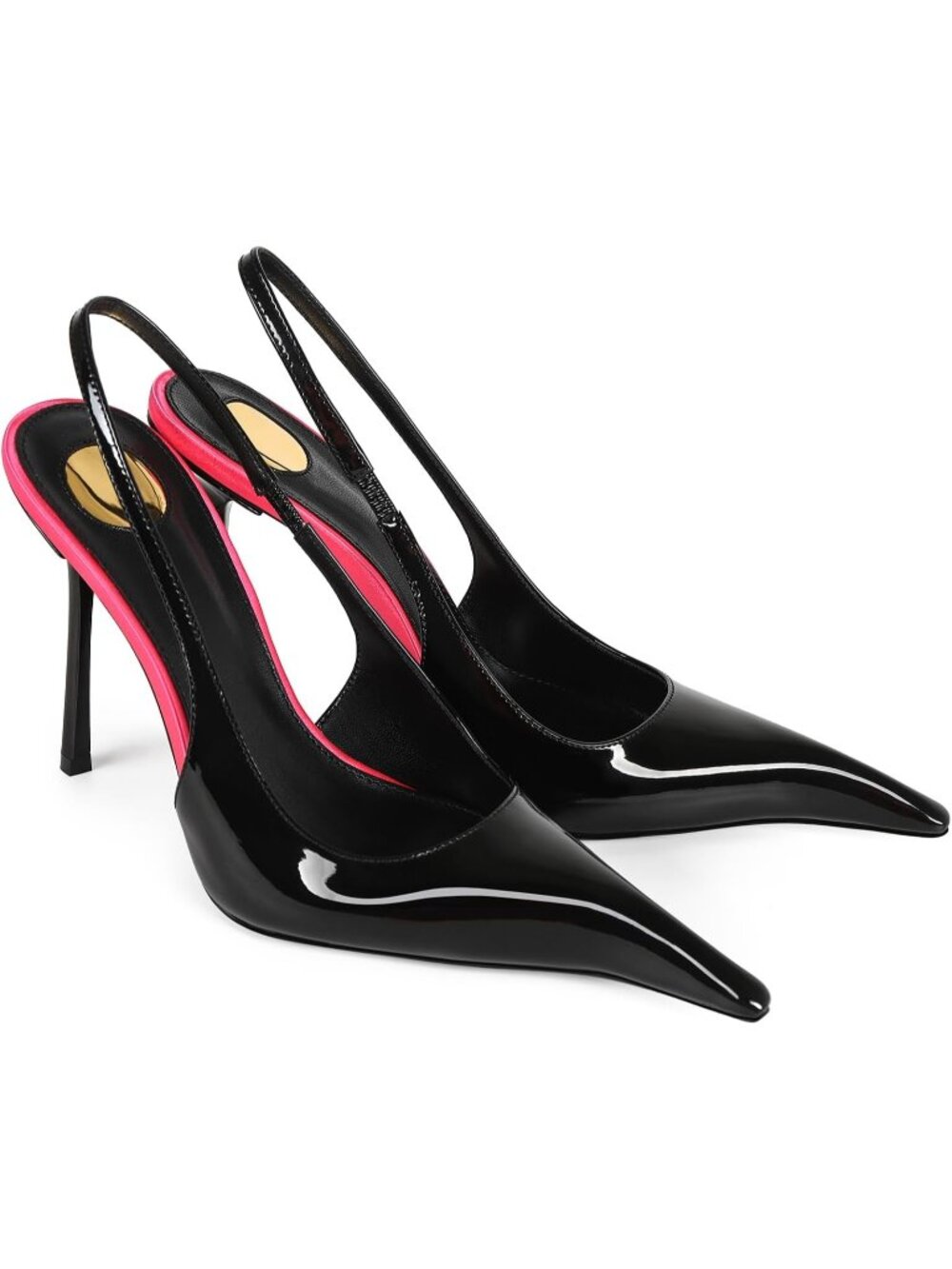 Women's Black Patent Leather Pointed Close Toe Stiletto High Heels Backless - Picture 7 of 7